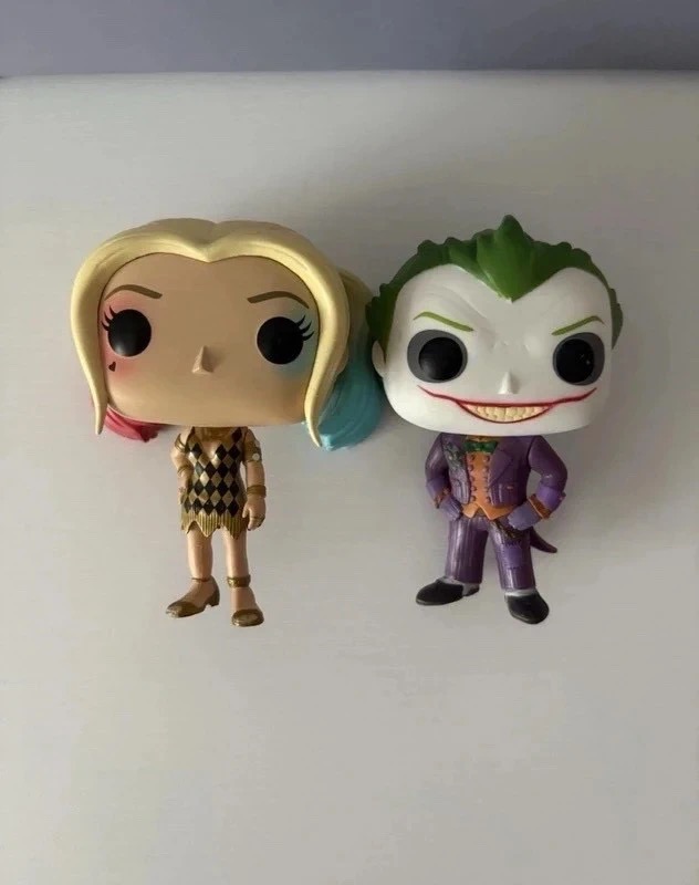 Funko Pop Vinyl Figures Bundle DC Harley Quinn Gold Dress & The Joker Loose
