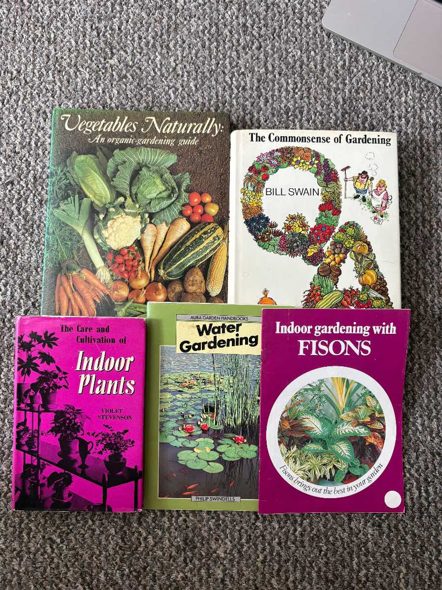 Vintage Gardening Book Bundle x5 Indoor Plants Organic Vegetables Water Gardening