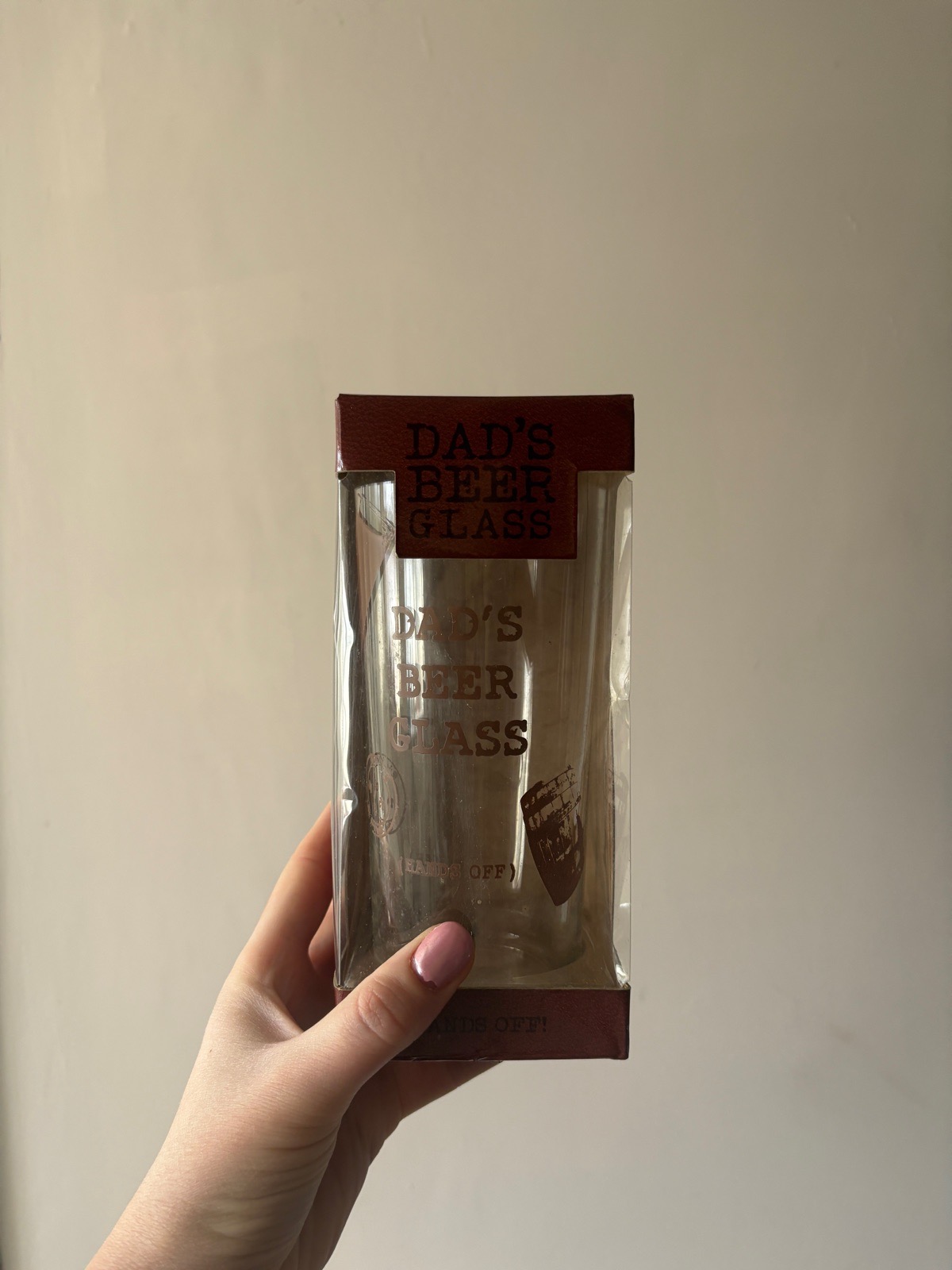 Dad's Beer Glass Hands Off Novelty Pint Glass New In Original Packaging Boxed Gift