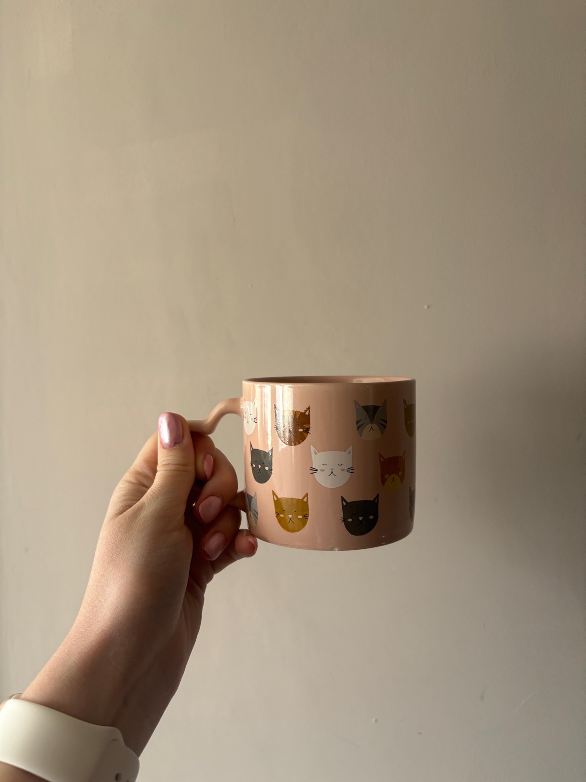 Pink Ceramic Mug No 1 Cat Mum All Over Cat Faces Pattern Coffee Tea Cup