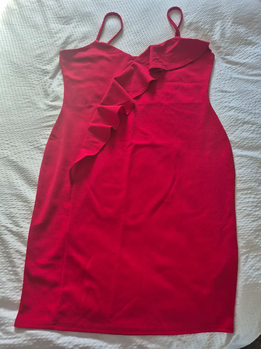 Lipsy London Red Asymmetric Ruffle Midi Cami Dress - Size 18