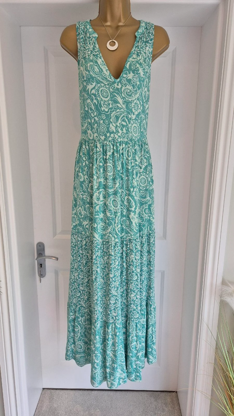 Fatface Paisley Print Jersey Maxi Dress Size 10 New