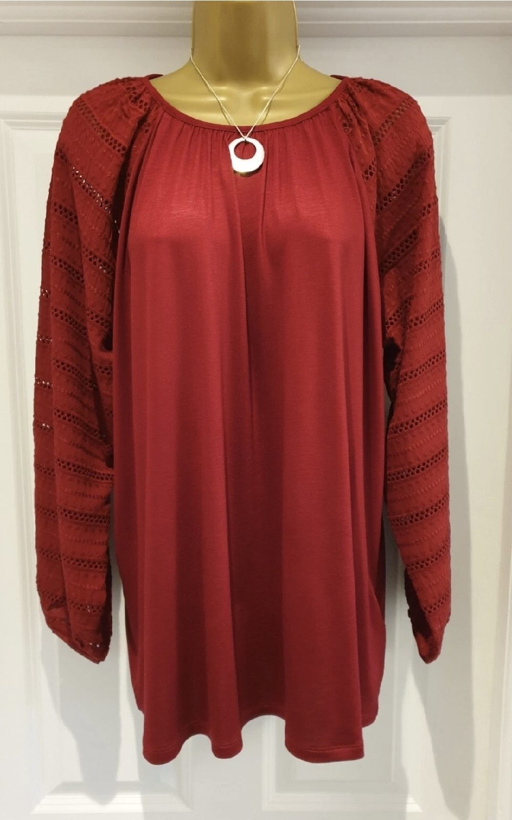 White Stuff Lines Red Jersey Top Size 18 New with tags