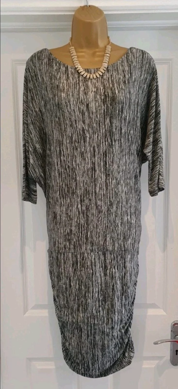 Mint Velvet Grey Knitted  Bodycon Jumper Dress Size 14