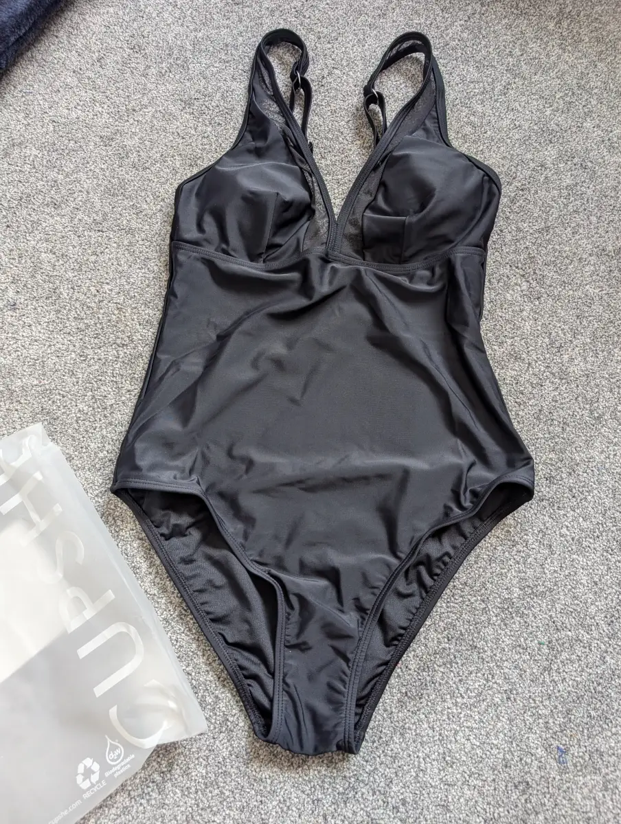 Cupshe black swimsuit with mesh neckline size 10UK
