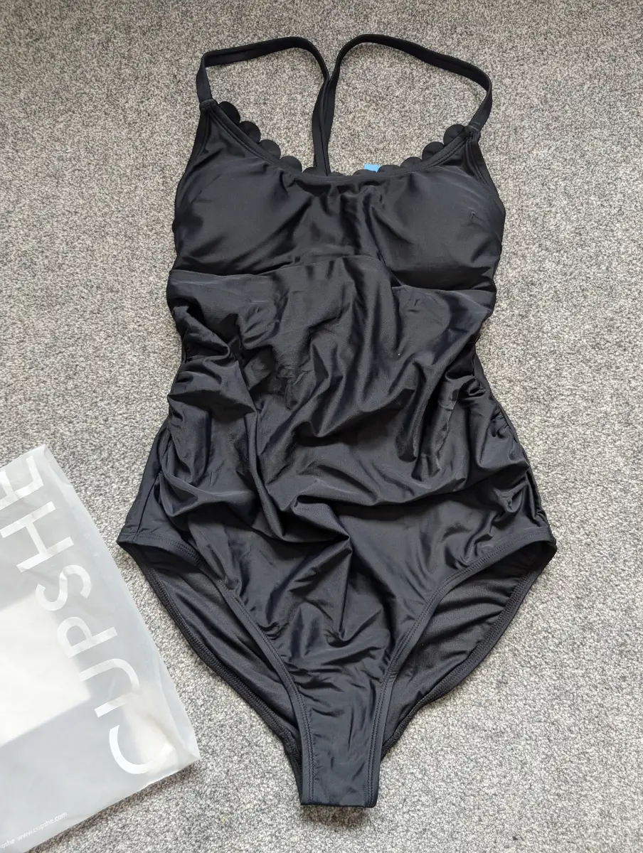 Cupshe black maternity scalloped neck swimsuit 10UK