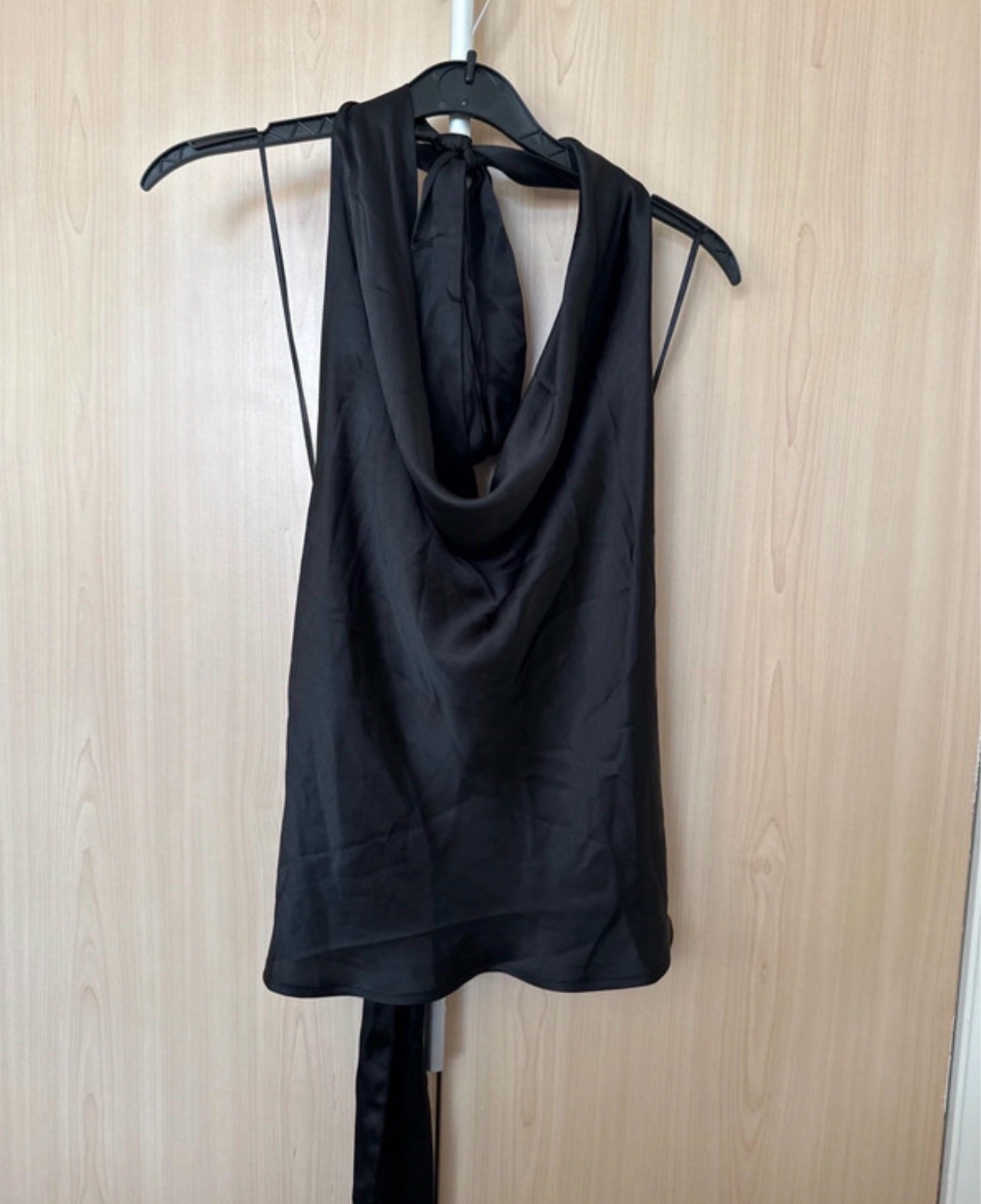 Zara black satin top size S