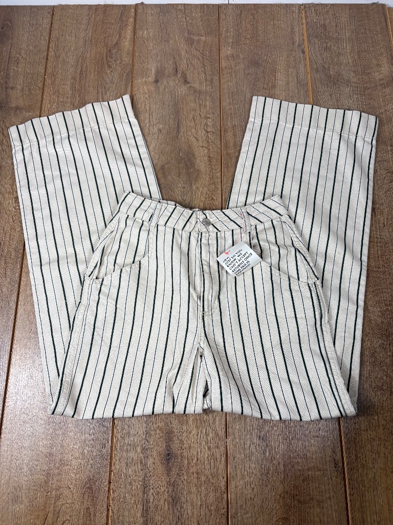 Topshop Women’s Cream Green Striped Wide Leg Jeans