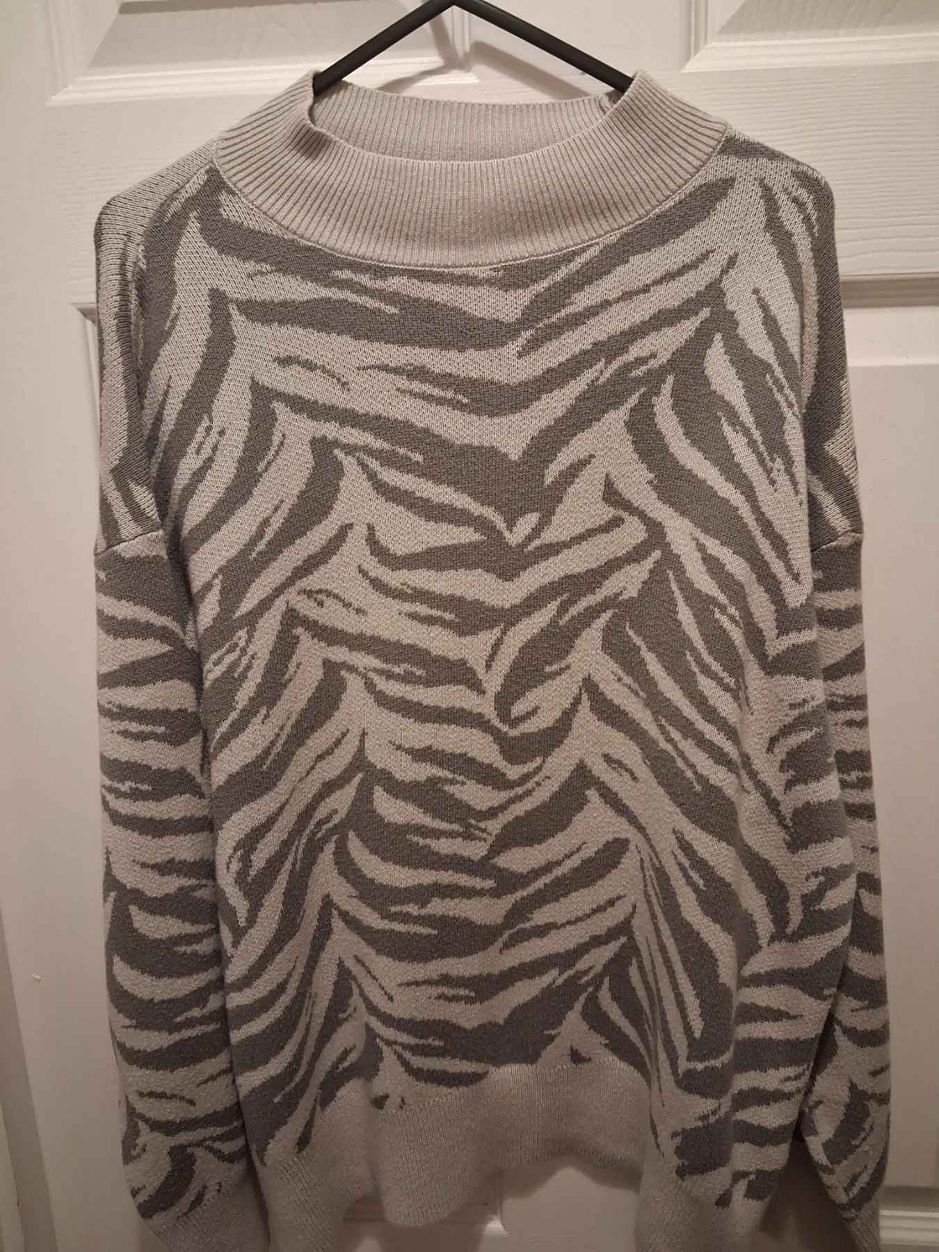 Womens ribbed high neck zebra print jumper by principles size 12 good condition