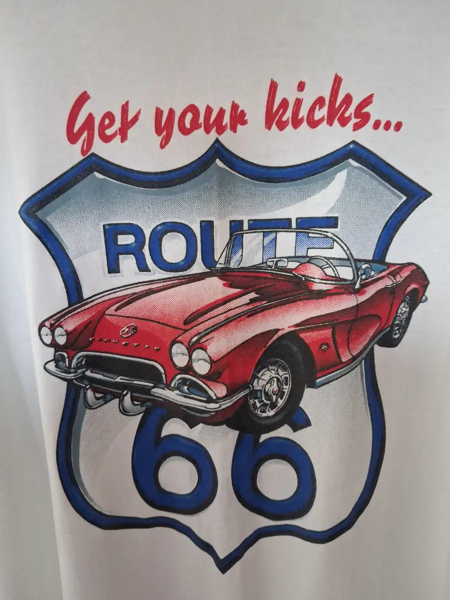 VINTAGE 90S route 66 corvette t shirt XL single stitch made in USA ADORE VGC