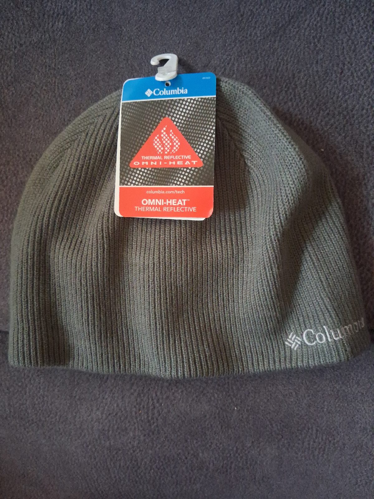 Brand new with tags unisex one size fits all COLUMBIA grey beenie OMNI HEAT THERMAL