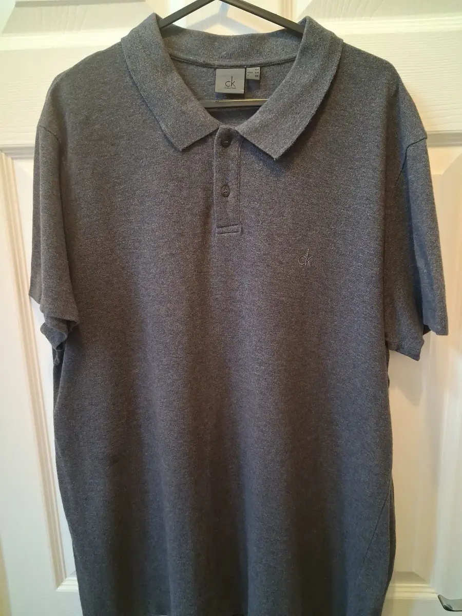 Mens calvin klein charcoal grey polo top VGC