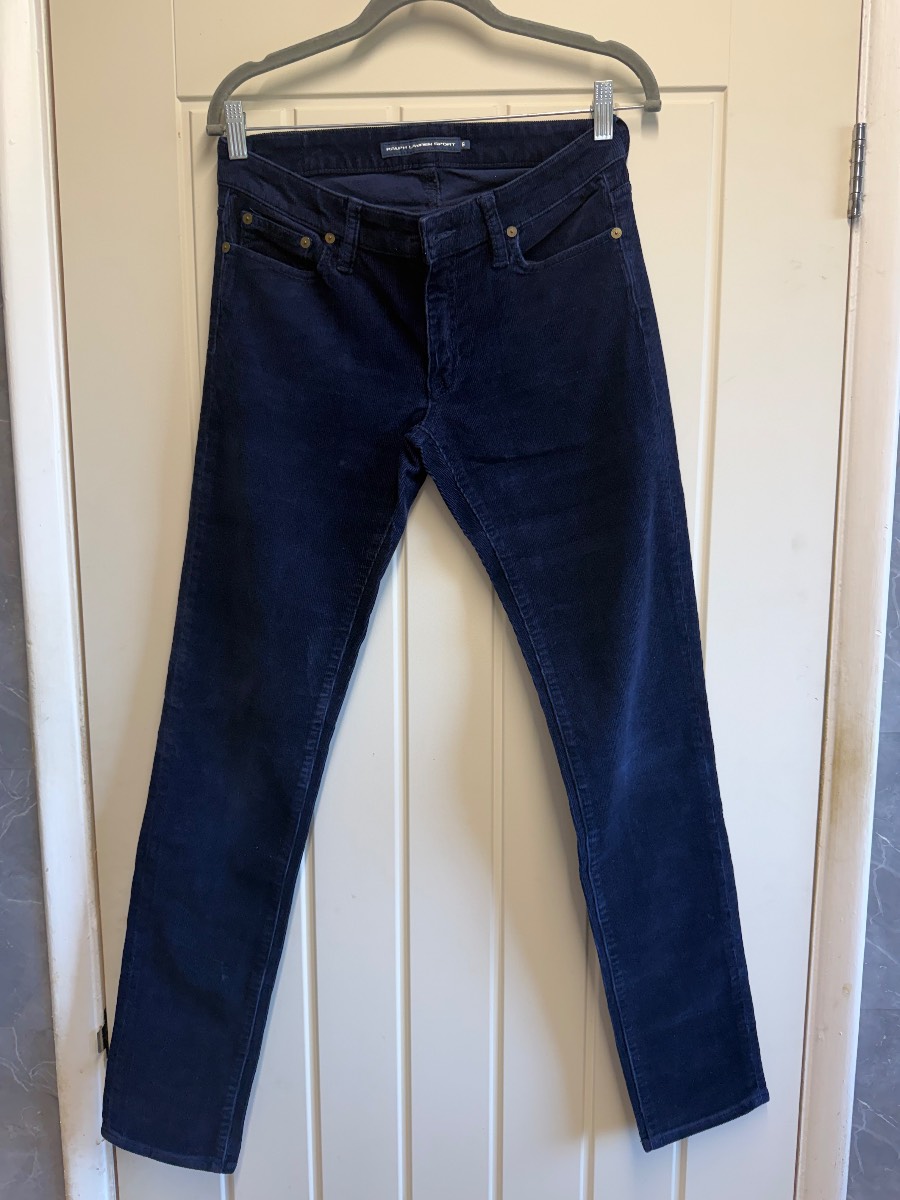 Women's -Ralph Lauren Sport -Trousers - Velvet - Dark Navy - Size UK 10(US 6) 29" Leg - Vintage -059