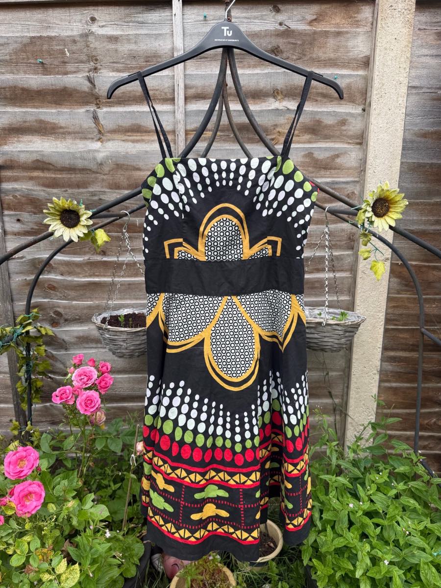 Ruby Belle African Print Dashiki Lined Cami Dress 100% Cotton