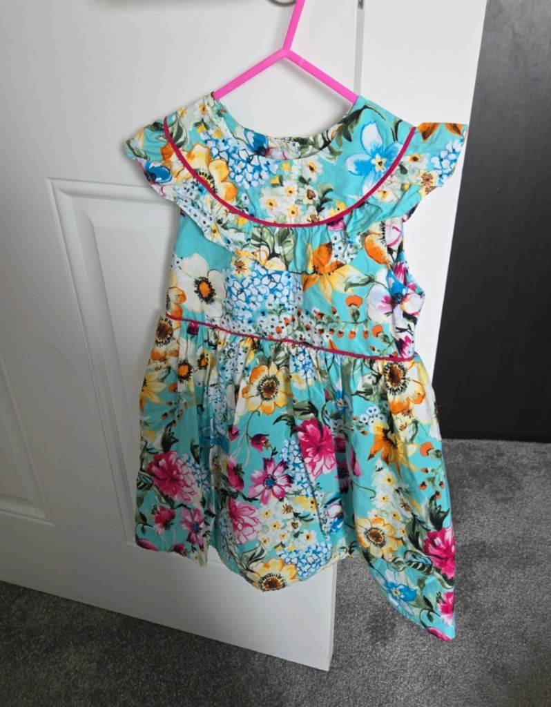 George Girls Turquoise Floral Dress • Age 5–6 Years