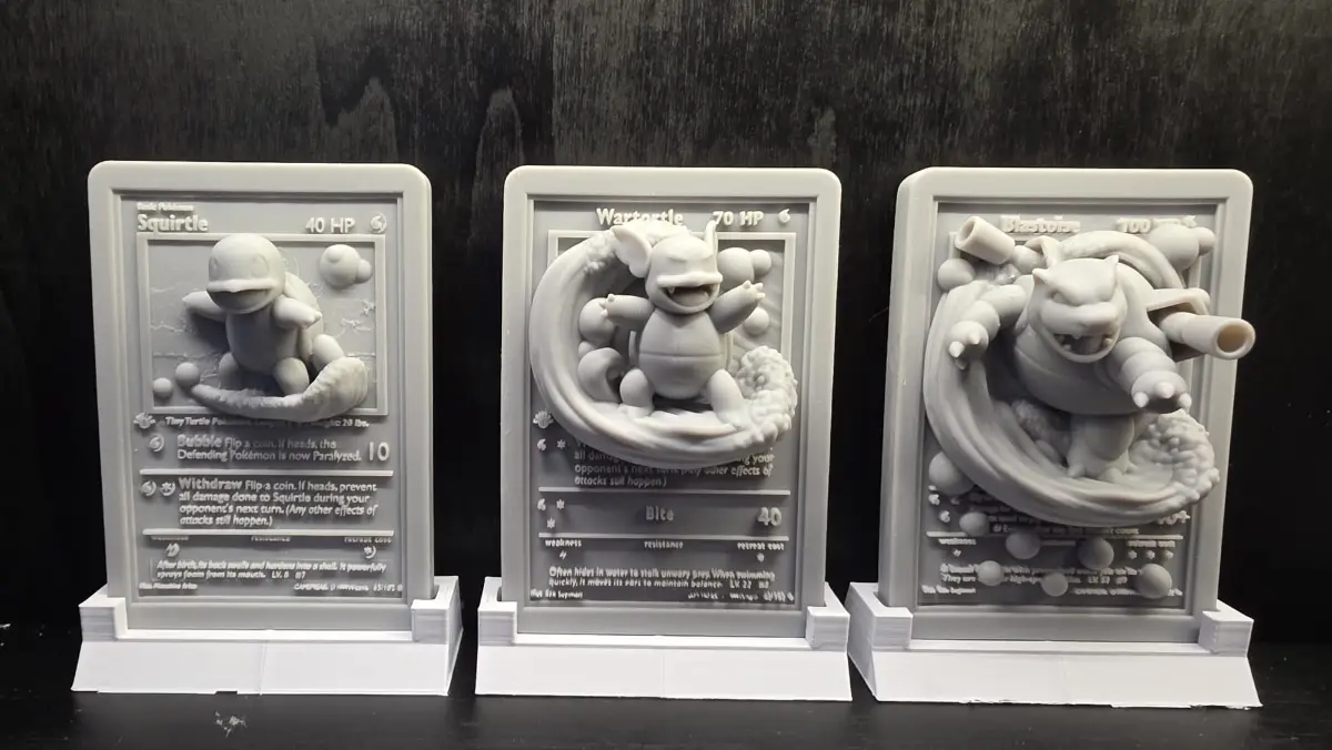 Pokemon 3d Card Set Squirtle, Wartortle and Blastoise
