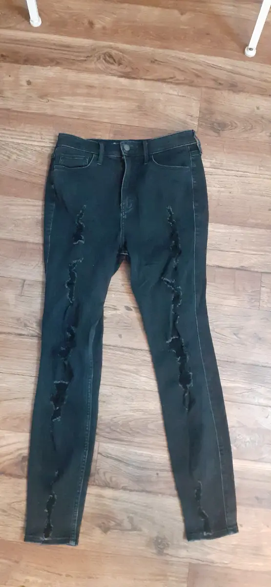 Hollister Black Distressed Ultra High Rise Super Skinny Jeans W28 L28 UK 10