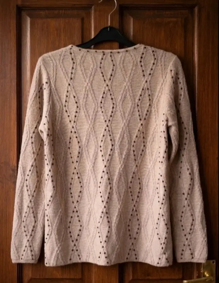 Spirit of the Andes 100% Alpaca Wool Sweater, Beaded Luxury Knitwear, UK 10