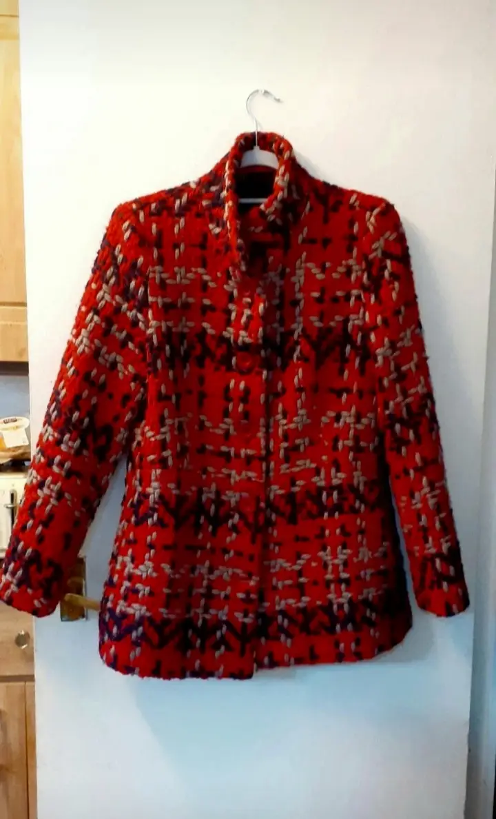 Desigual Women’s Red Patterned Boho Wool Jacket  Cardigan Coat UK 12 EU 40