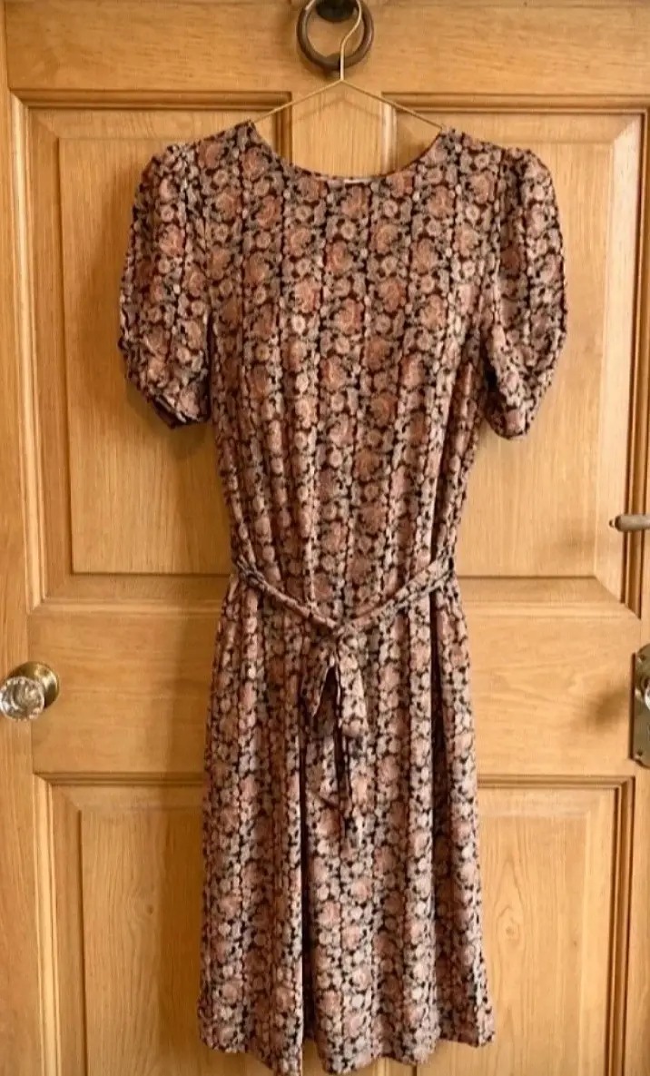 Boden Paisley Floral Midi Dress UK 10R Puff Sleeve Cottagecore Boho Retro Summer Casual A-Line