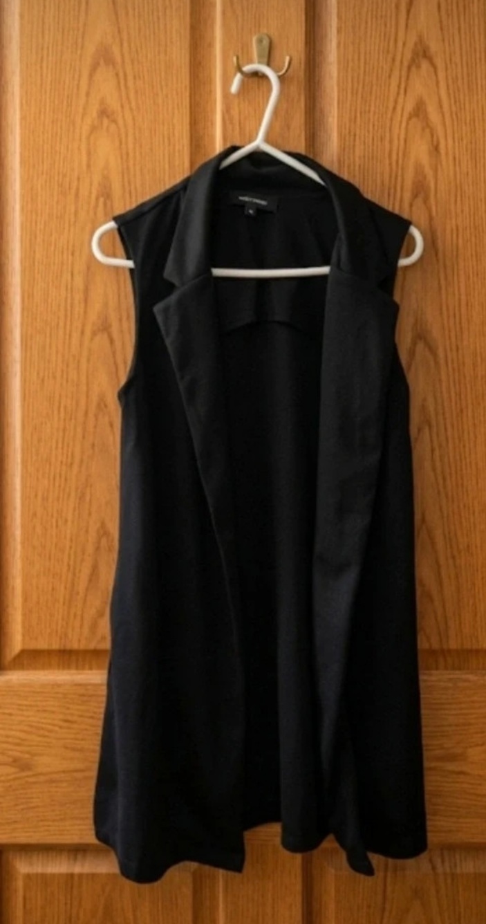 New Look Black Sleeveless Blazer Waistcoat Vest Longline Smart Casual Layering Piece UK 6