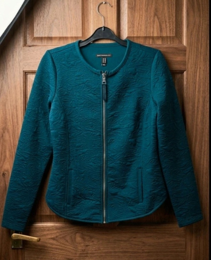 Isaac Mizrahi live Teal Textured Zip Jacket UK 8 / XS (17" P2P)