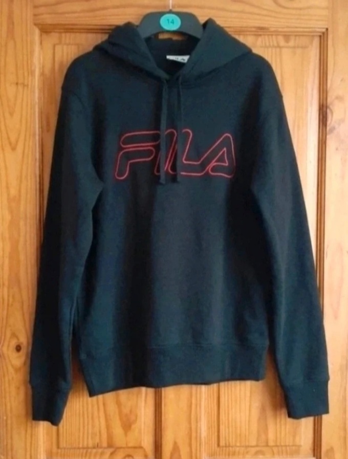 FILA Black Hoodie with pink Embroidered/Outlined Logo - Size S
