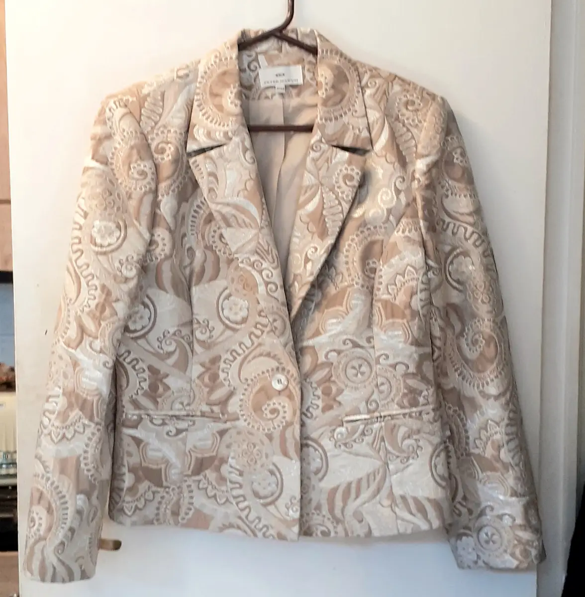Vintage Y2K Peter Martin Brocade Blazer Metallic Paisley Tailored Jacket UK 16 EU 44