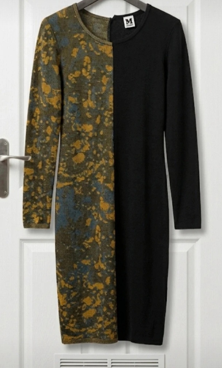 M Missoni Dress Size M UK 10 Black Colourblock Textured Jacquard Pattern Luxury italian Designer