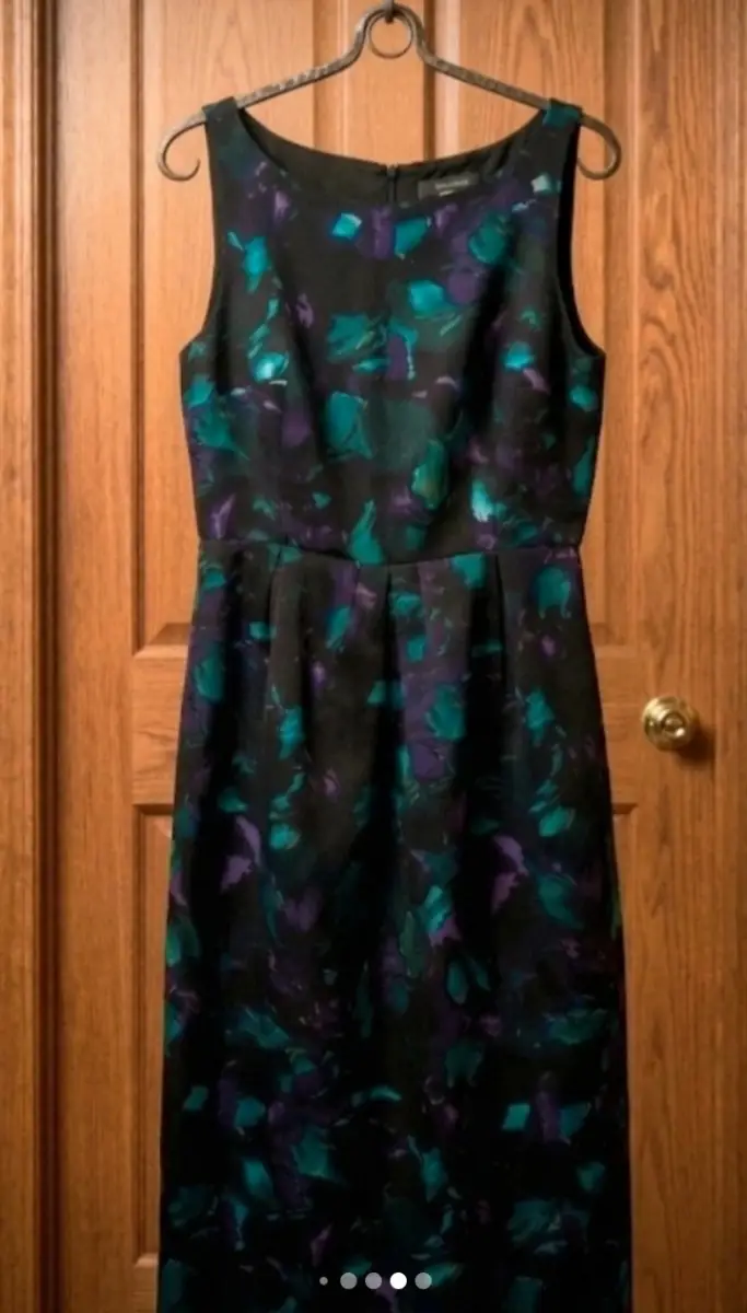 L.K. Bennett Silk Floral Dress UK 6 Elegant Purple Teal Party Wedding Guest Formal Sleeveless