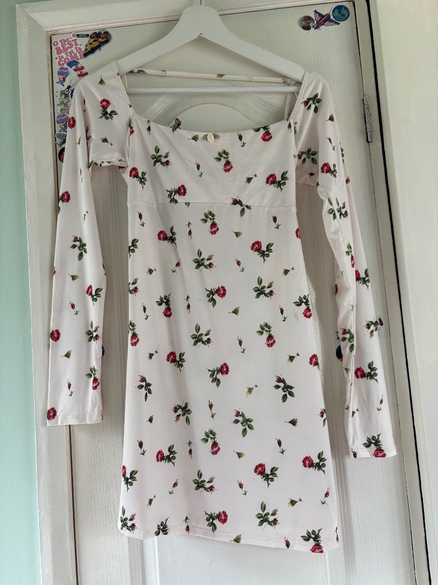 White & Red Floral Open backed Asos Dress