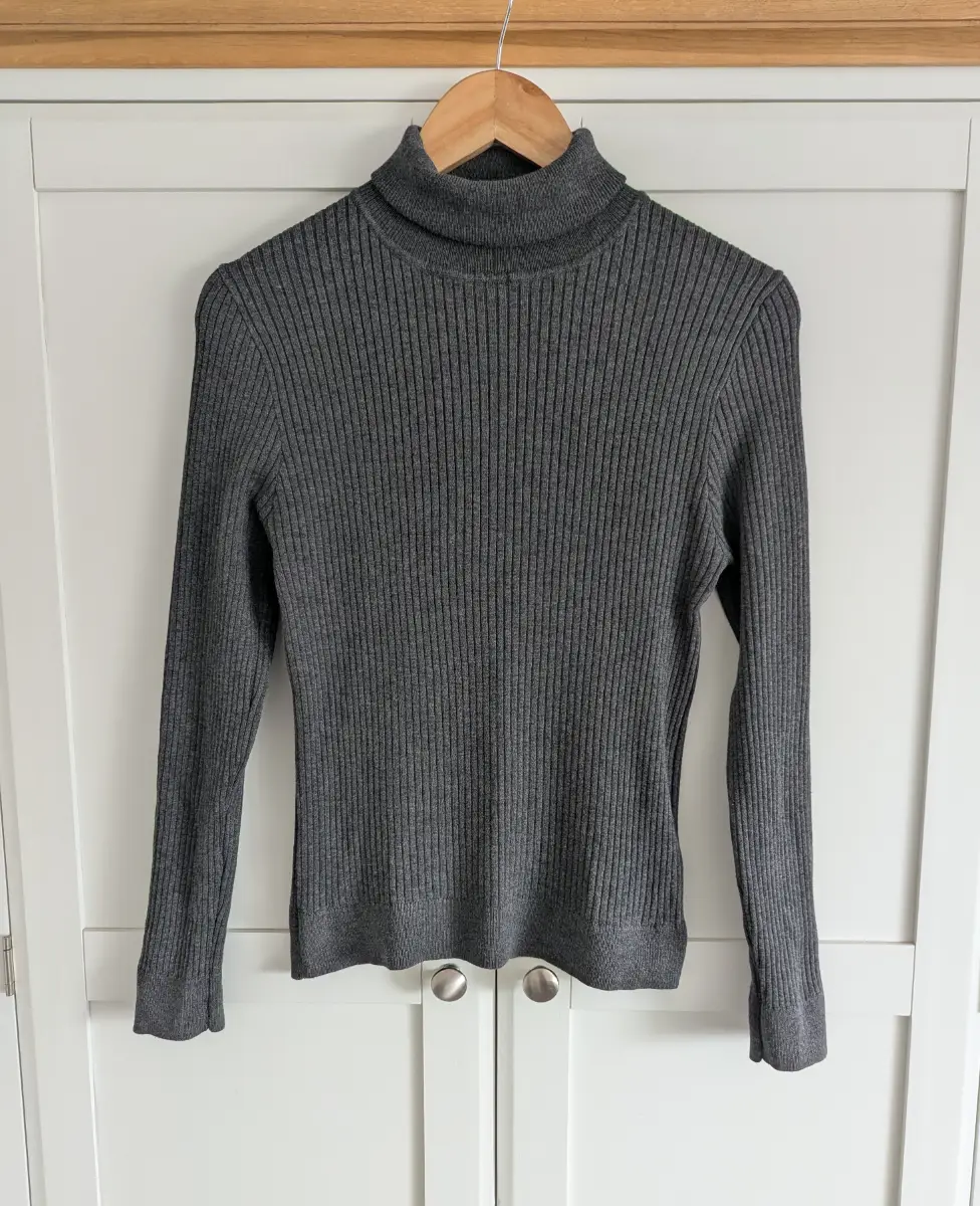 Primark Grey Roll Neck Ribbed Jumper, size L (14-16)