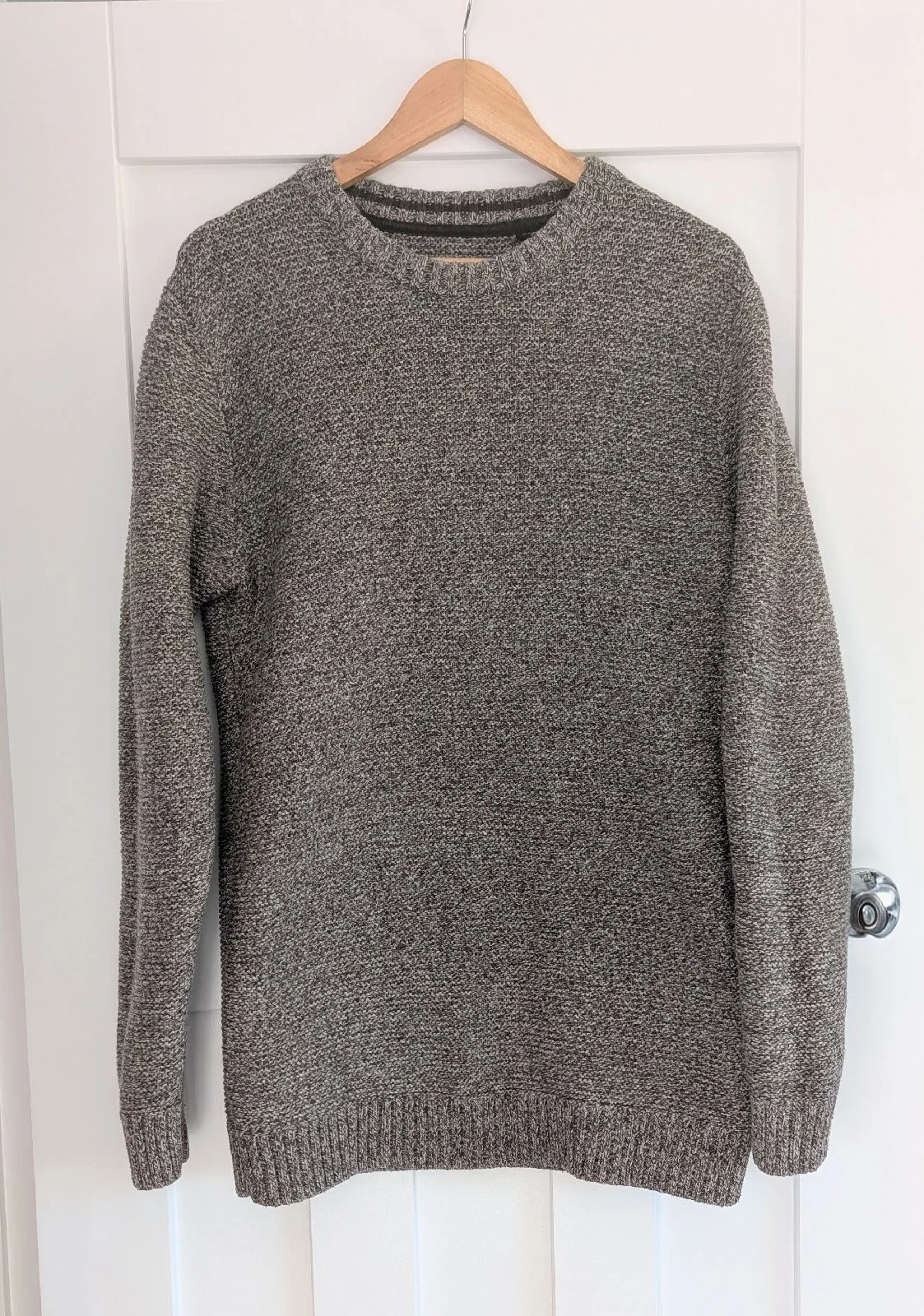 FatFace Textured Crew Neck Jumper Dark Natural Marl, size M