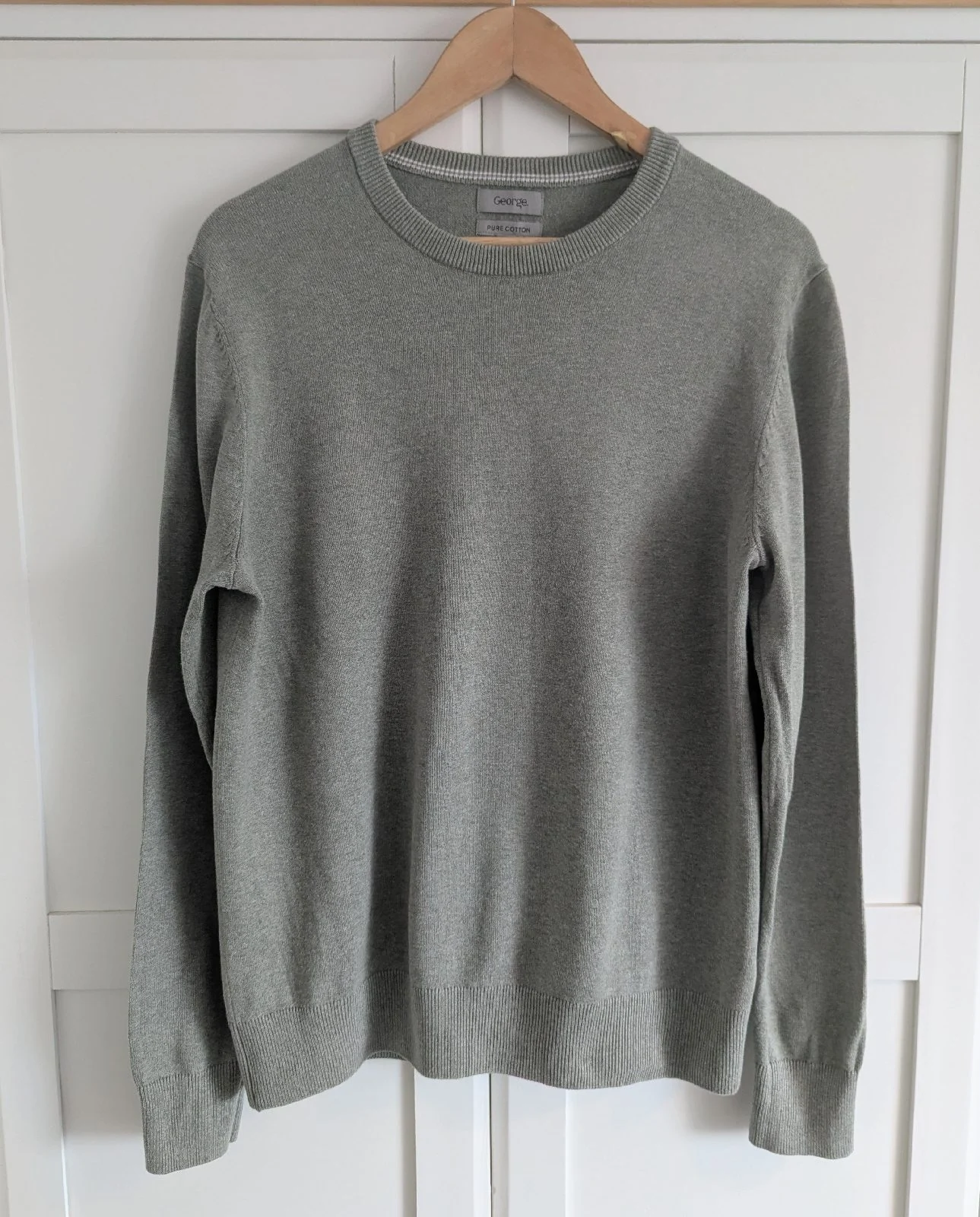 Green Marl Cotton Crew Neck Jumper, size Medium