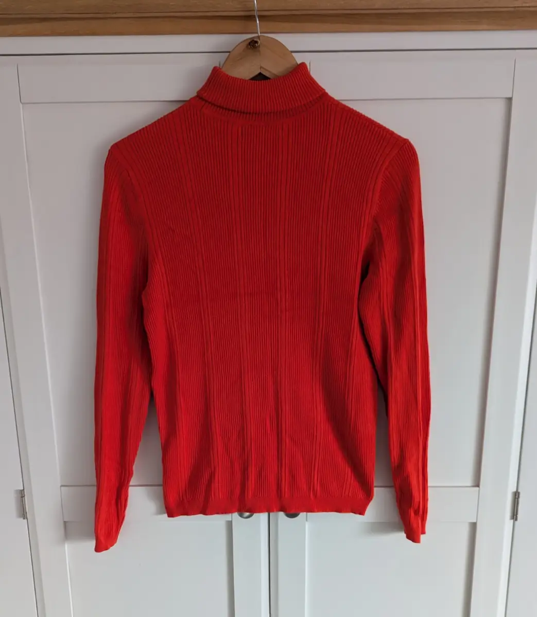 M&S Bright Orange Ribbed Turtleneck Top, size 12