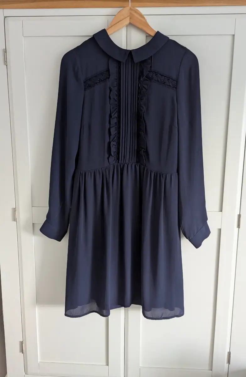 M&S Limited Edition Navy Blue Peter Pan Collar Dress, Size 12L