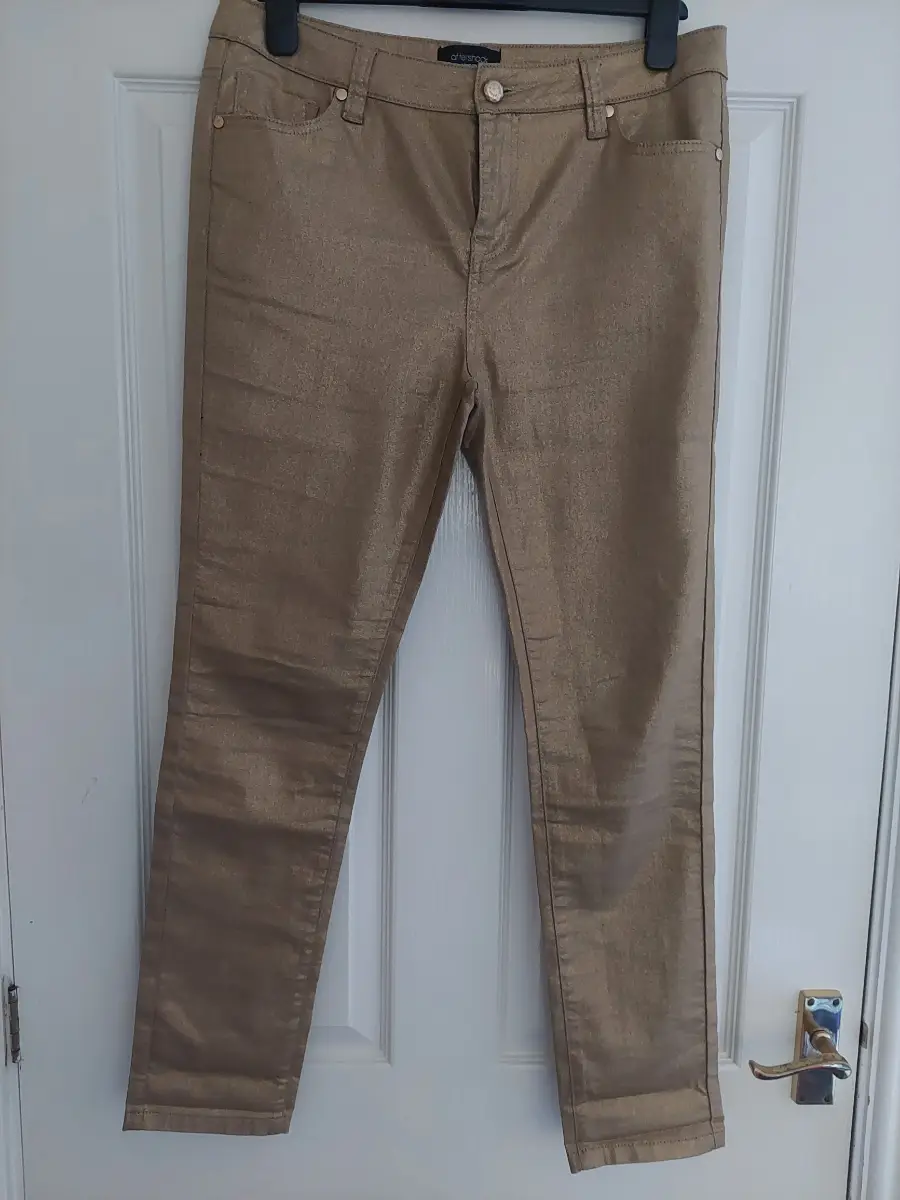 Ladies gold After Shock skinny trousers Size L