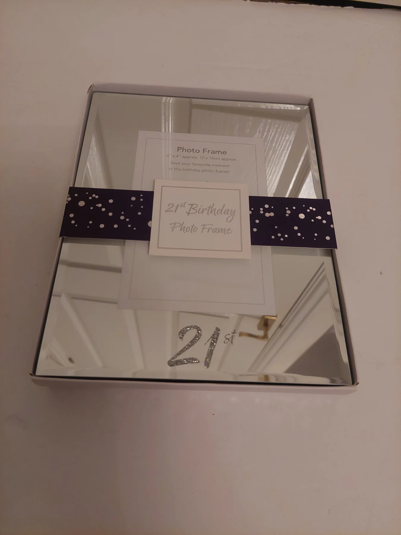 21st Birthday mirrored pictured frame 4x6"