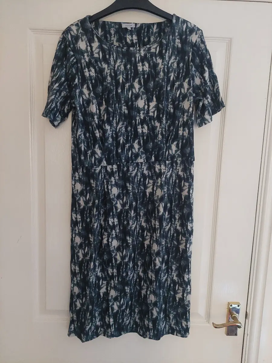 Jigsaw blue & white short sleeve shift dress Size 12