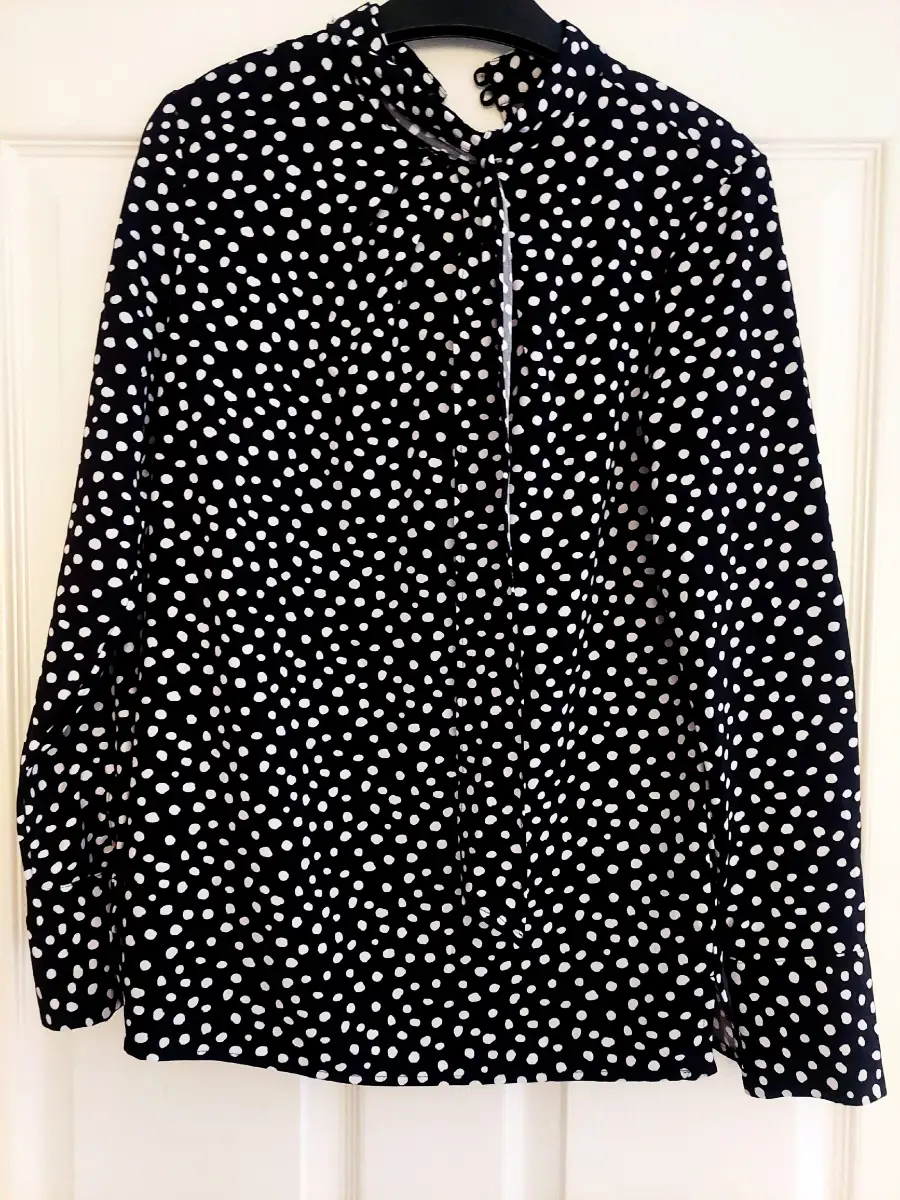 Next black & white spotted high neck blouse Size 6
