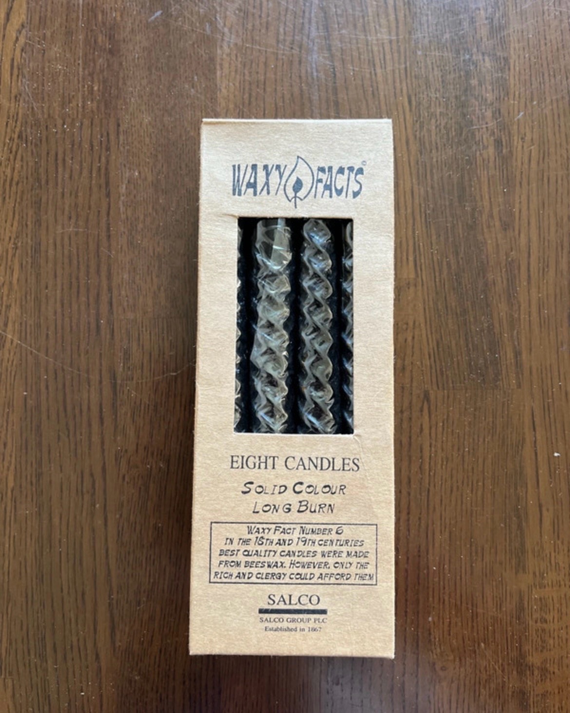 Salco Long burn candles-8 in a box-Black-Witchy/Gothic/Dark Academia