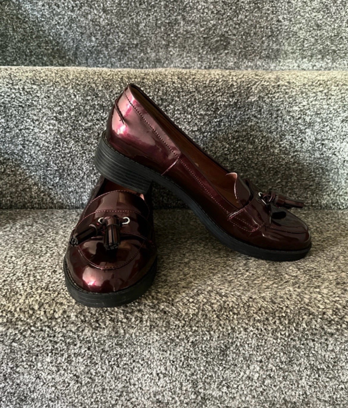 Next women's size 6 Burgundy patent Brogue/boat shoe