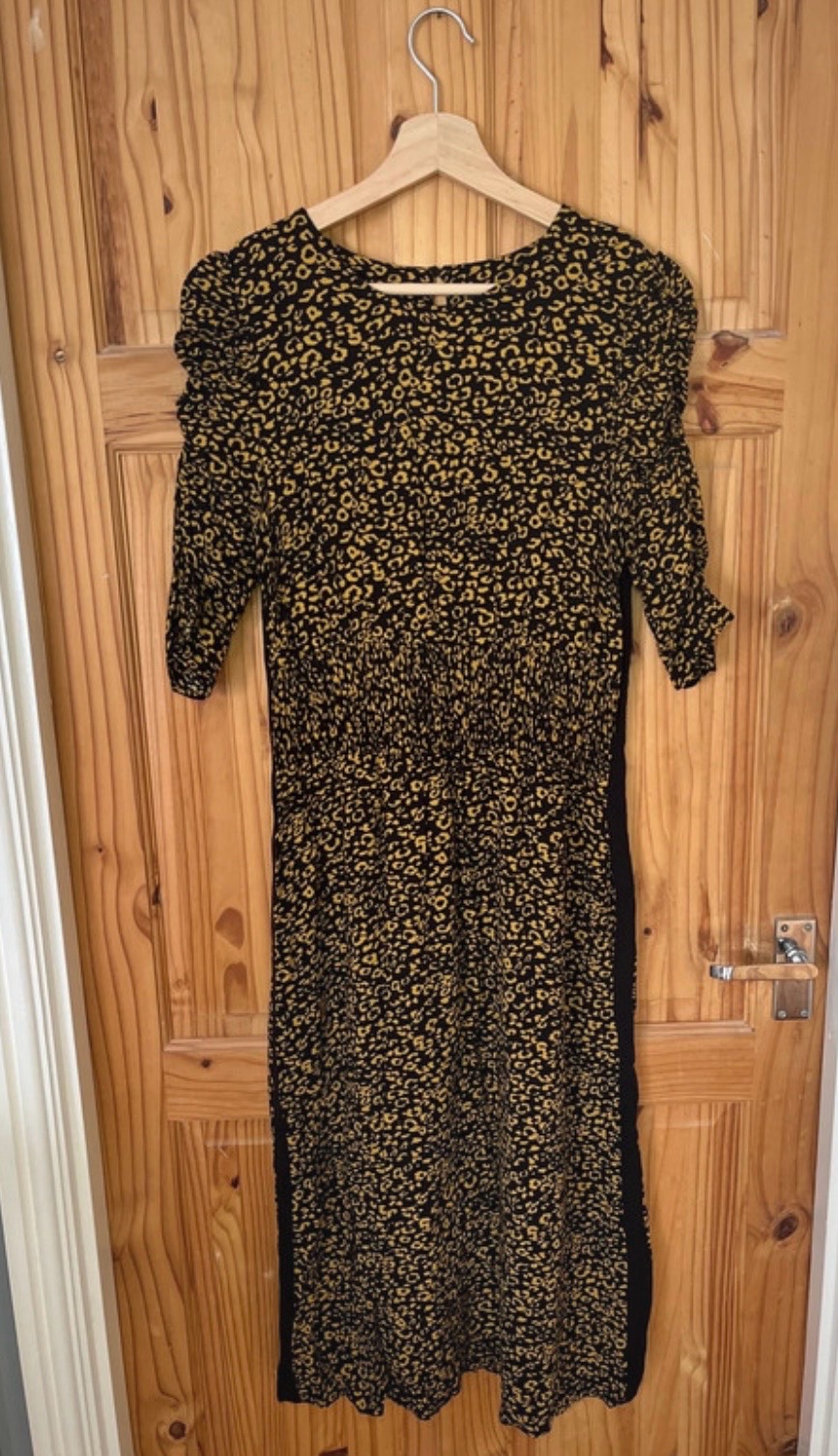Marks and Spencer size 14 mustard and black Animal Print dress