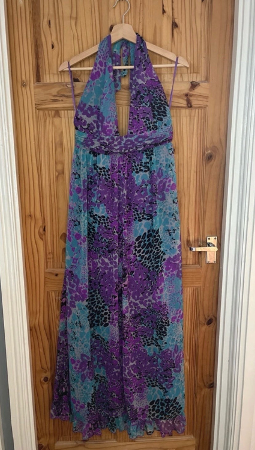 Y2K size12 Halter Neck Boho Fairycore Dress - Miss Selfridge