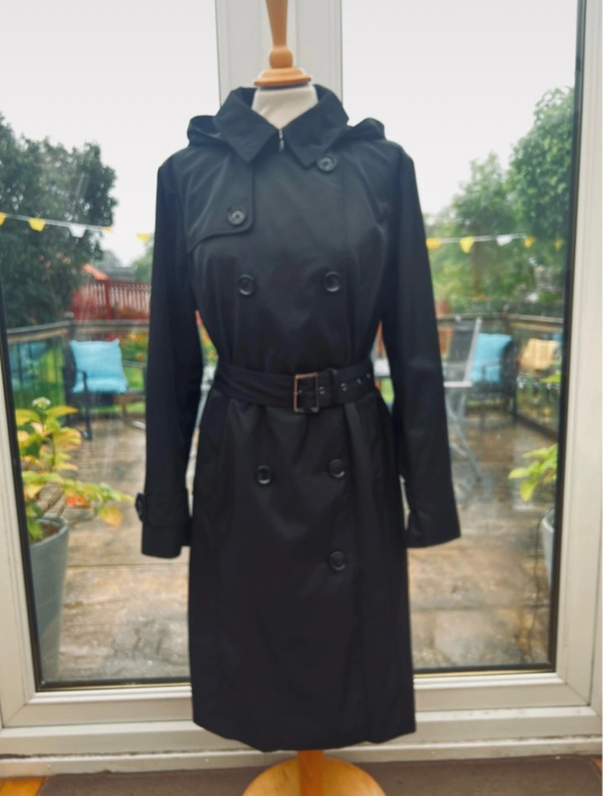 MK black trench coat double breasted