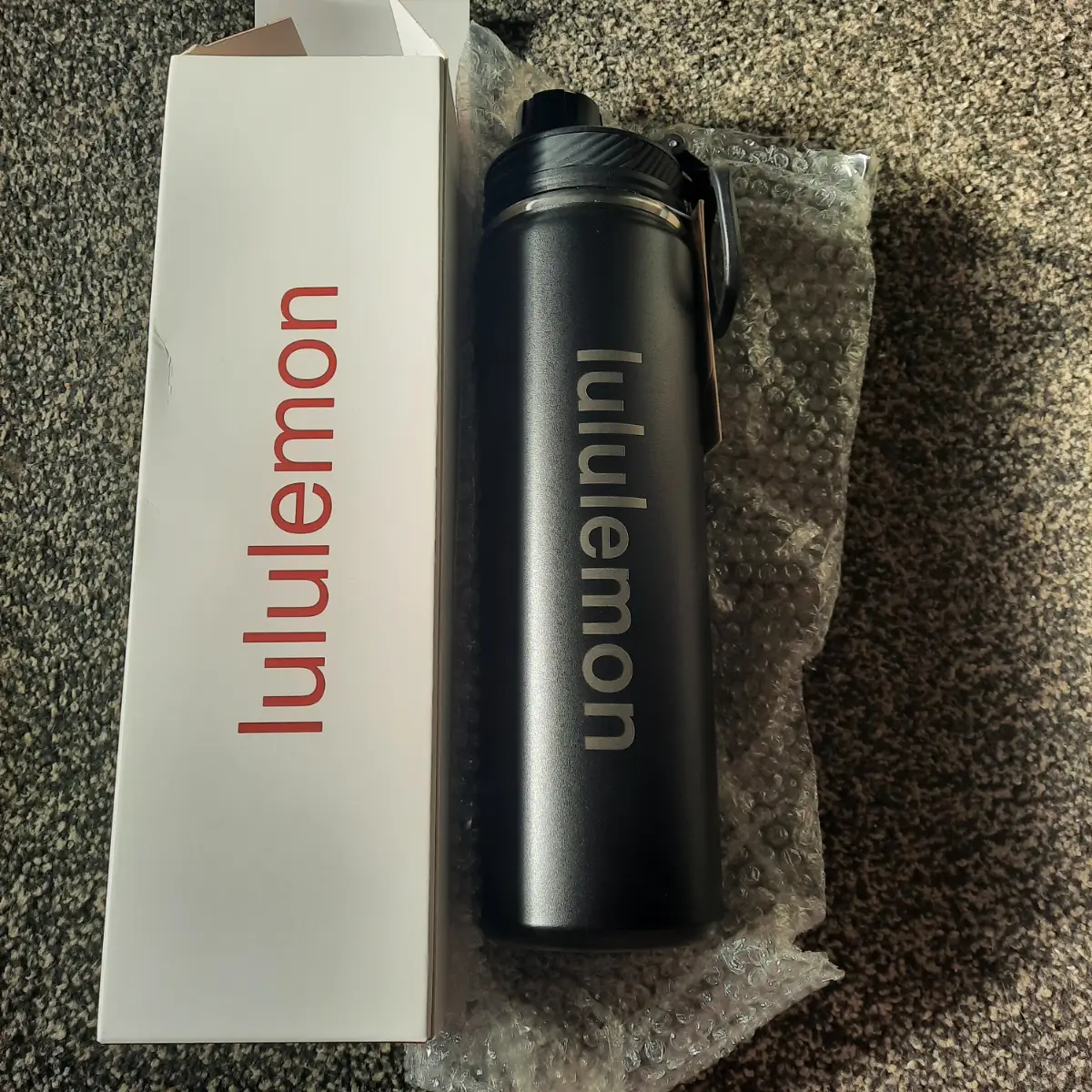 Black sports drink bottle gym yoga