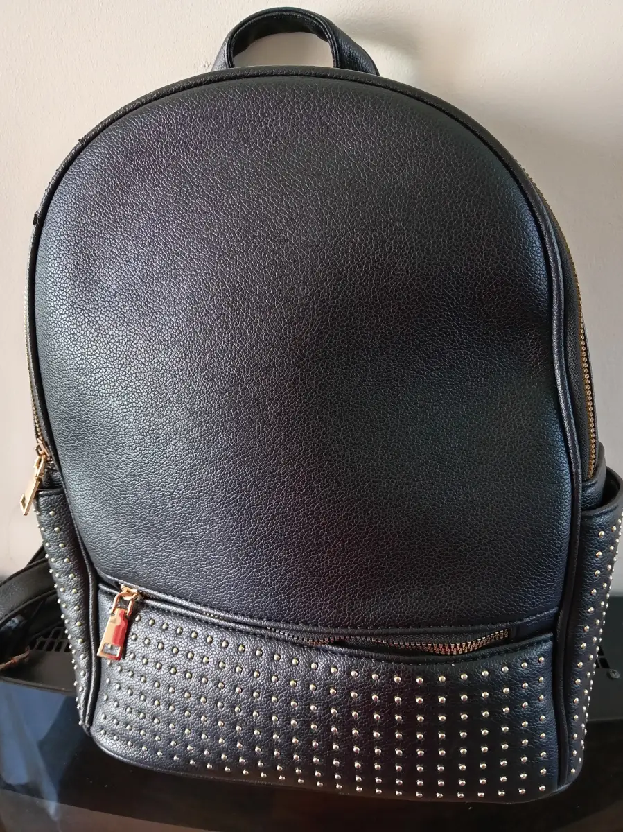 Ladies black stud backpack