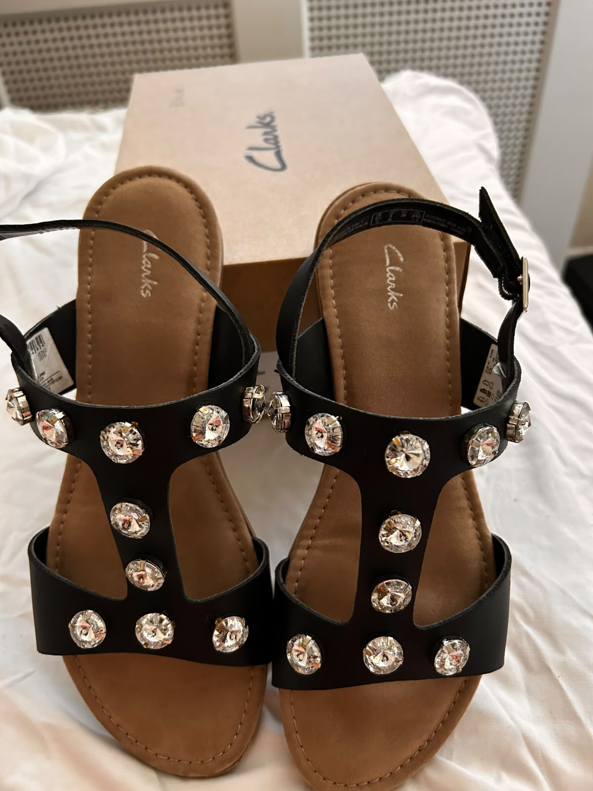 • Clarks Black Jewel Sandals  UK 5.5  Original Box