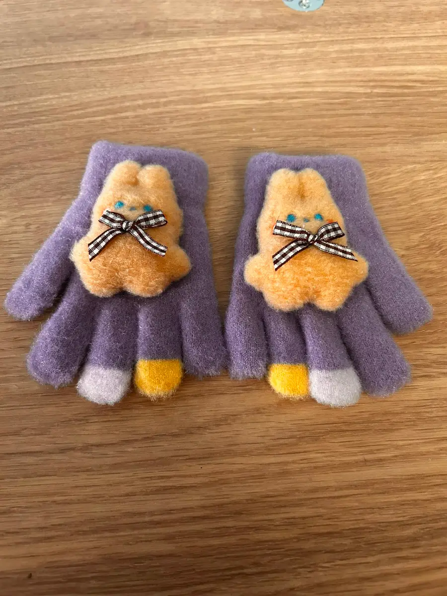 Kids Cute Bunny Warm Gloves – Purple