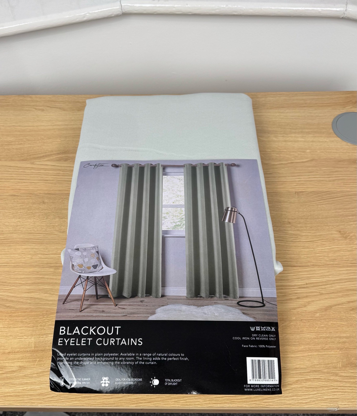 Blackout Eyelet Curtains 66” x 54” Light Grey 100% Polyester Pair